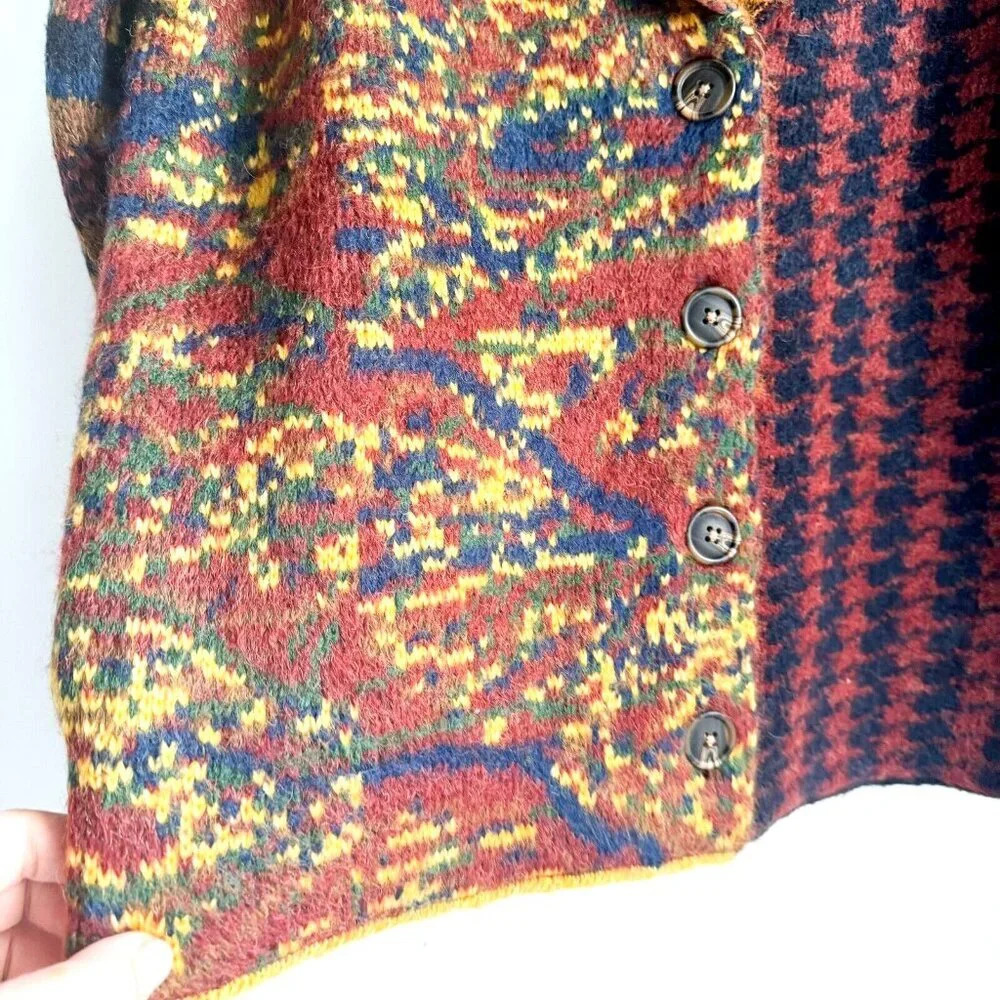 Desigual Multicolor Geometric Print Thick Knit Jacket M - Picture 6 of 10